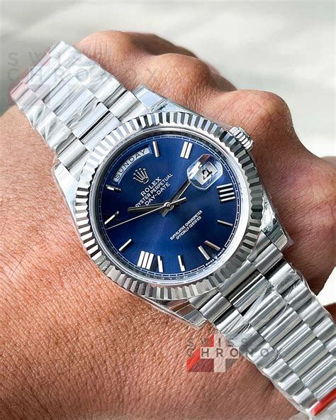 rolex day-date 40 blue dial|Rolex Day-Date ice blue.